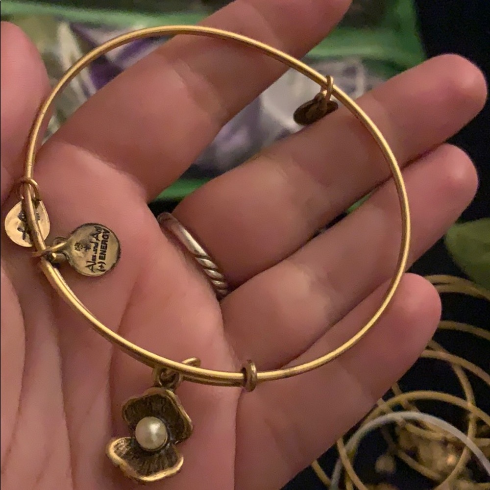 Gold Alex and Ani Bracelet with oyster charm